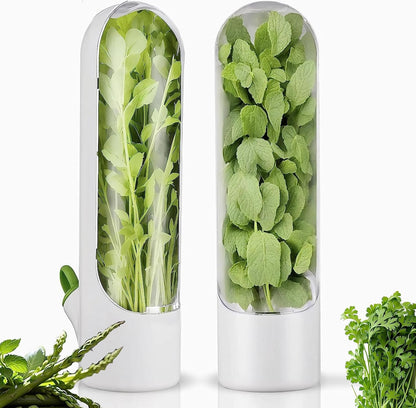 Herb Saver for Refrigerator, Herb Saver Pod Cilantro Containers for Refrigerator, Fresh Herb Keeper for Cilantro, Parsley, Asparagus, Mint, Keeps Vegetables for 2-3 Weeks