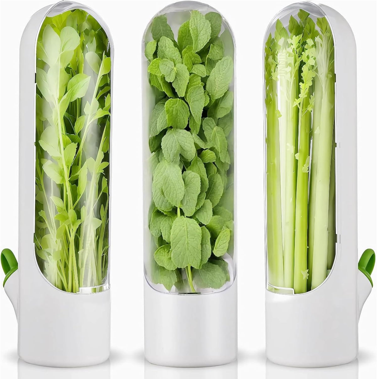 Herb Saver for Refrigerator, Herb Saver Pod Cilantro Containers for Refrigerator, Fresh Herb Keeper for Cilantro, Parsley, Asparagus, Mint, Keeps Vegetables for 2-3 Weeks