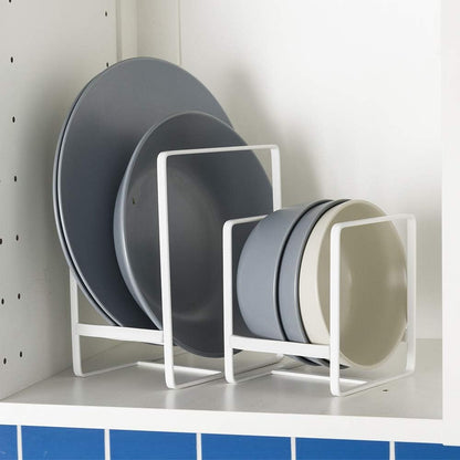 Organizer for Cabinet, Set of 2 Plate Holders Metal Plate Storage Rack for Counter-top and Cupboard