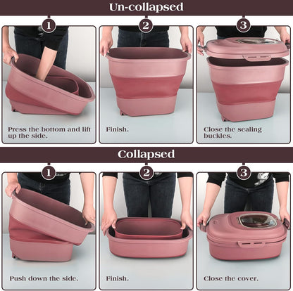 TIOVERY Dog Food Storage Container, Airtight Collapsible 13lb to 30lb Pet Food Container with Flip Top, Rolling Wheel, Scoop and 3L small container for Dog Cat Food and Dry Food of Rice, Flour