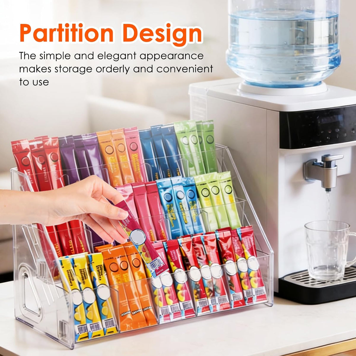 Drink Packet Organizer, Acrylic Water Flavor Packet Holder, Drink Mix Organizer Hydration Powdered Mixes Holder Container for Kitchen Cabinet Countertop Pantry Storage (3 Tier)