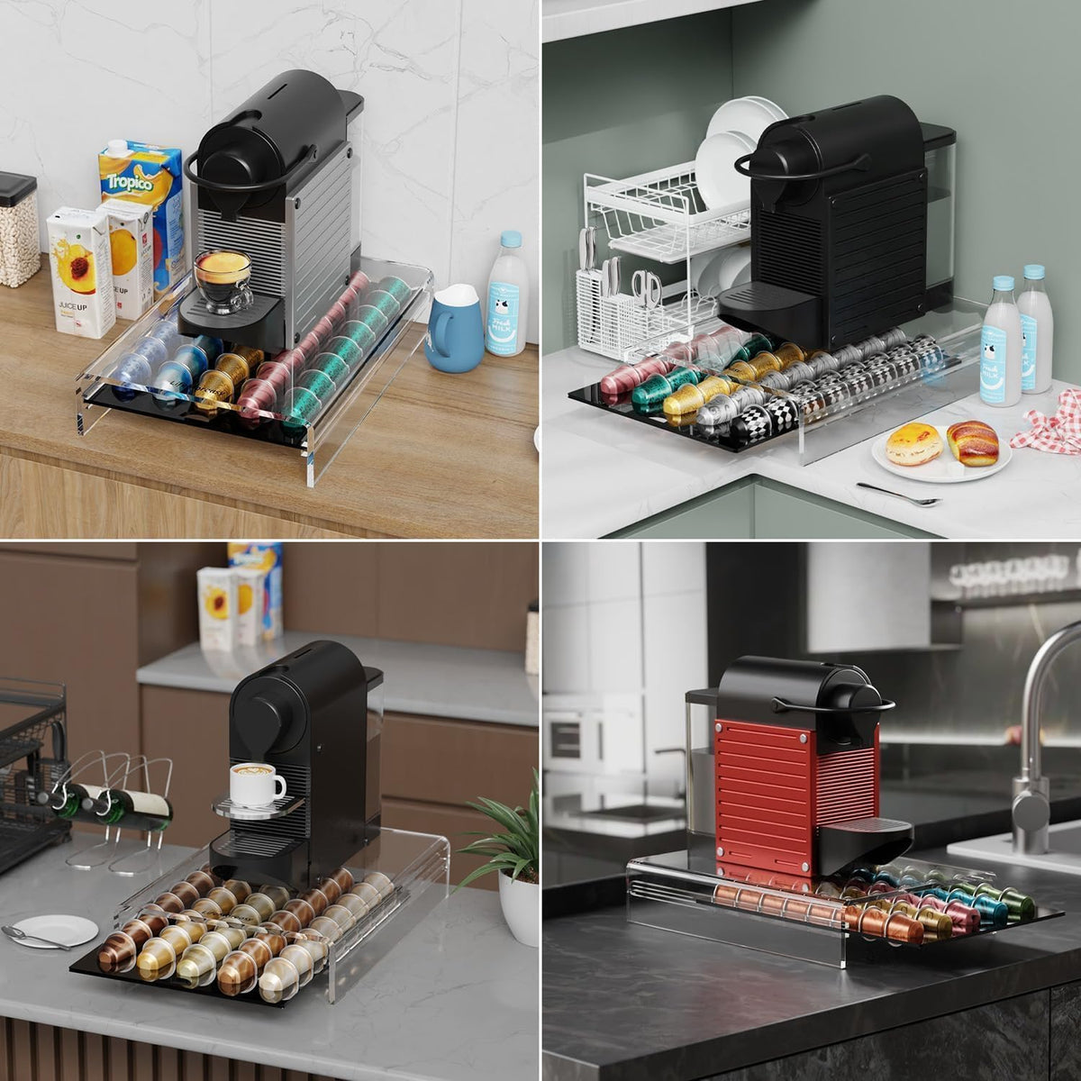 Acrylic Coffee Pod Holder for Nespresso OriginalLine Capsules, 40 Pods Capacity for Countertop Coffee Bar Home Office Kitchen