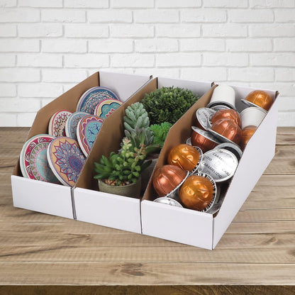 EXYGLO Cardboard Boxes, Pack of 35 Corrugated Storage Bins 12x6x4.5 inch Pantry Organizer Bins for Shelves Garage Office Organization