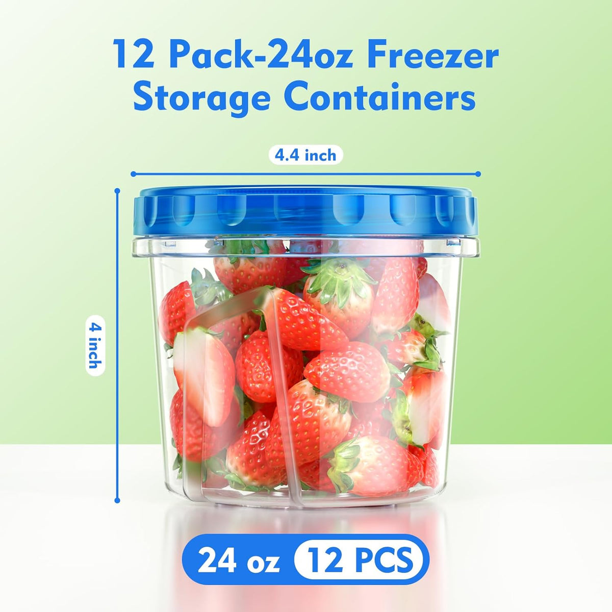 BiuLeon 12 Pack- 34/24/17oz Freezer Storage Containers, Plastic Food Storage Containers with Twist Top Lids, BPA Free and Reusable Soup Containers with Lids, Leakproof/Microwave/Dishwasher Safe