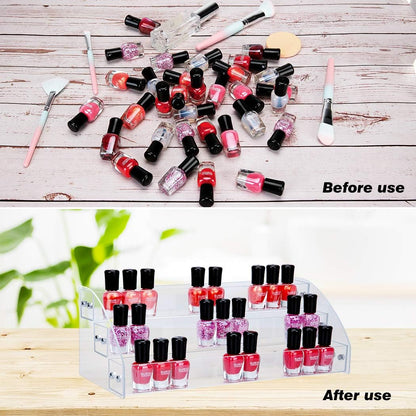 KINGROW Nail Polish Organizer Holder Rack 6 Layers Acrylic Display Shelf For Eyeglasses Essential Oils Ink Storage Holds Up to 96 Bottles (Fit 1-2oz Bottles)