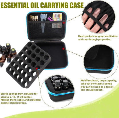 BLIRITEL EVA Essential Oils Organizer, 30 Bottles Hard Shell Essential Oil Storage Carrying Case, Essential Oils Boxes Holds 30 Bottles with 5ml,10ml,15ml (Black)