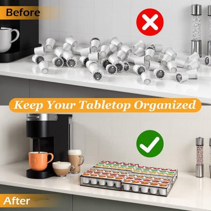 Coffee Pod Holder Drawer, Expandable K Cup Holder Compatible with Keurig K-Cup, K Cup Drawer Organizer Hold 30-60 Coffee Pod Storage for Coffee Station Office and Kitchen, Black