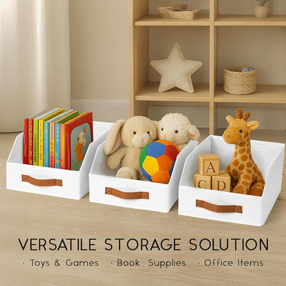 Homsorout Fabric Storage Bins for Organizing - Large Trapezoid Collapsible Storage Bins with Front Handle, Closet Organizers and Storage for Bedroom, Home Shelves, Small Spaces, Beige