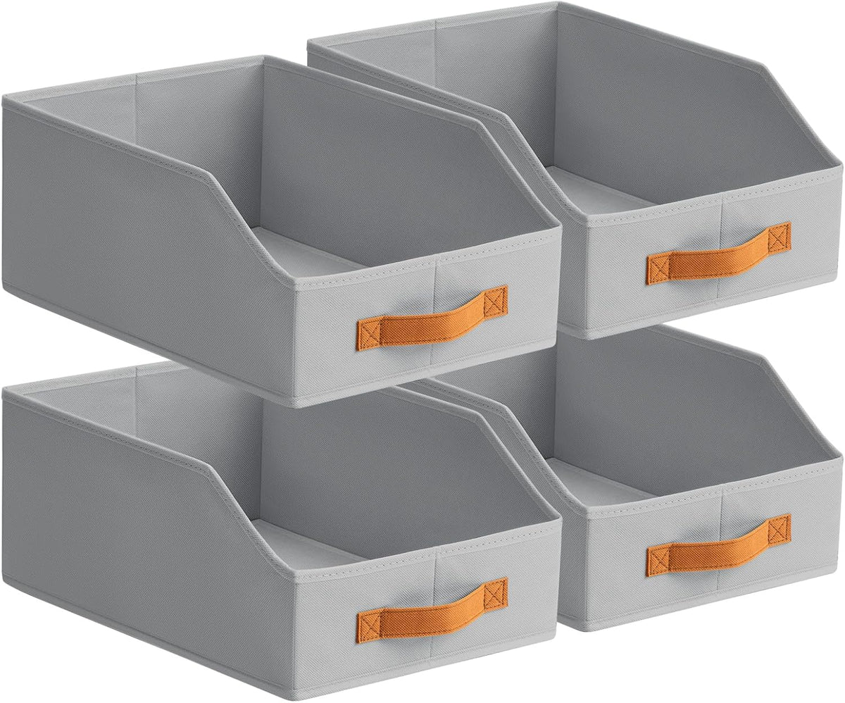 Homsorout Fabric Storage Bins for Organizing - Large Trapezoid Collapsible Storage Bins with Front Handle, Closet Organizers and Storage for Bedroom, Home Shelves, Small Spaces, Beige