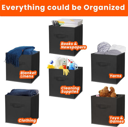 Criusia Large Storage Cubes, 13x13 Cube Storage Bins (Set of 10), Fabric Collapsible Storage Bins with Dual Handles, Foldable Cube Baskets for Shelf, Closet Organizers and Storage Box (Grey)