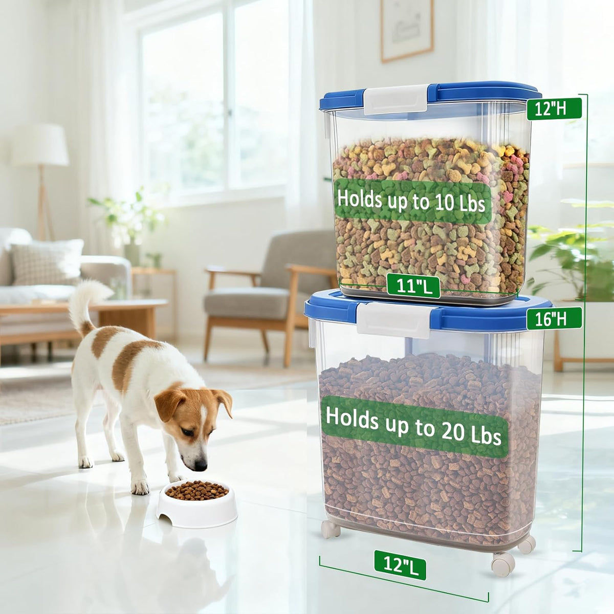 Large Rice Storage Container 15-20 Lbs, Tall Flour Container with Scoop + Cup - Slim Dry Food Storage Bin for Cereal, Sugar, Beans, Pet Dog Cat Food Container - Kitchen and Pantry Storage Organization