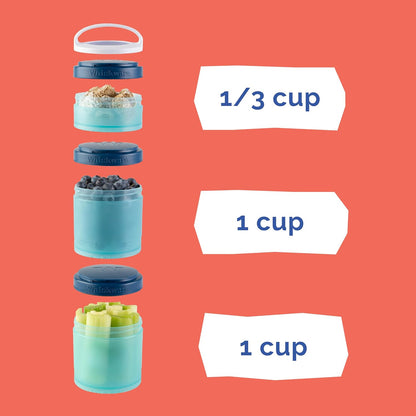 Whiskware Bluey Stackable Snack Containers for Babies, Toddlers, and Kids, 3 Stackable Snack Cups for School and Travel, Cupholder Friendly, Bluey and Bingo! Let’s Do This!