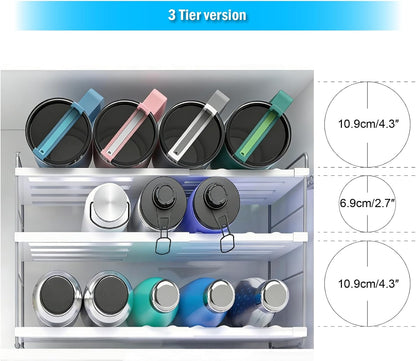 YAN & HIN Expandable Water Bottle Organizer for Cabinet, 3 Tier Tumbler Organizer, Adjustable Bottle Holder, Kitchen Pantry Storage Rack