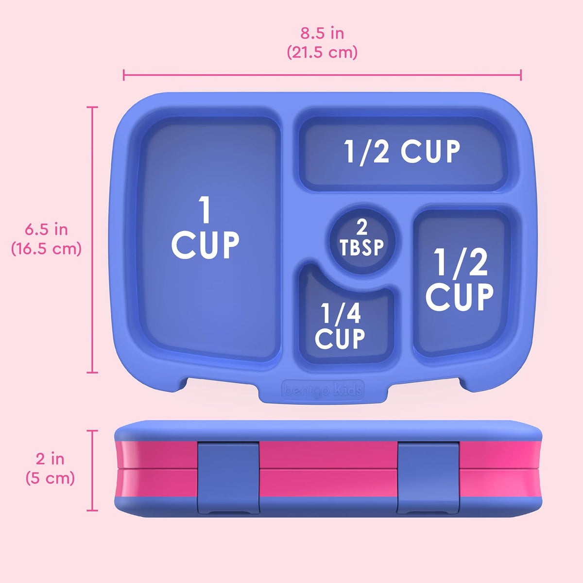 Bentgo Kids Bento-Style 5-Compartment Leak-Proof Lunch Box - Ideal Portion Sizes for Ages 3 to 7 - Durable, Drop-Proof, Dishwasher Safe, PFAS & BPA-Free & Made with Food-Safe Materials (Blue)