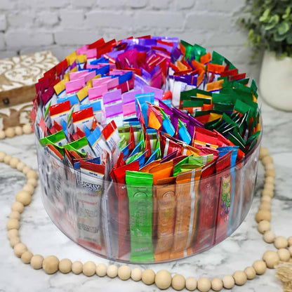Drink Packet Organizer For Powdered Drink Mix,Powder Packet,Water Packet,Water Flavor Packet,Lazy Susan Organizer Rotating Holder for Drink Mix Necessities（Square）