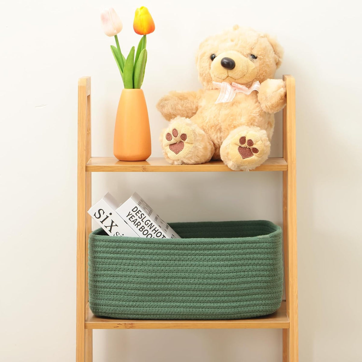 MiniArk Small Storage Baskets for Organizing | Closet Organizer Bins | Shelf Toy Basket | Woven Rope Baskets | Cube Decorative Box | Shallow Basket | L11.5xW7.5xH4.7| Brown