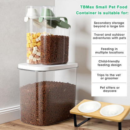 TBMax Rice Container Cereal Storage Container 2 Pack 5 Lbs, Kitchen Pantry Dry Food Storage Holder with Easy-Pouring Spout & Handy Cup, Small Pet Dog Cat Food Dispenser for Daily Feeding -Grey