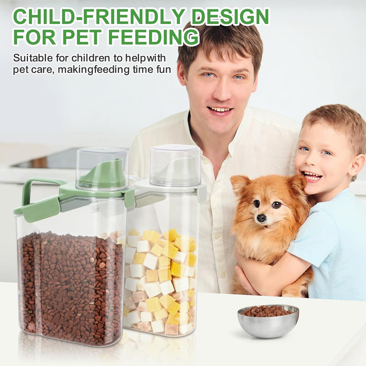 TBMax Rice Container Cereal Storage Container 2 Pack 5 Lbs, Kitchen Pantry Dry Food Storage Holder with Easy-Pouring Spout & Handy Cup, Small Pet Dog Cat Food Dispenser for Daily Feeding -Grey