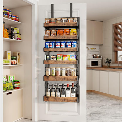 8-Tier Over The Door Pantry Organizer, Heavy-Duty Metal Wall Mount or Hanging Spice Rack, behind the door storage Shelves with Adjustable Basket, Back of Door Organizer for Kitchen Cabinet and Closet