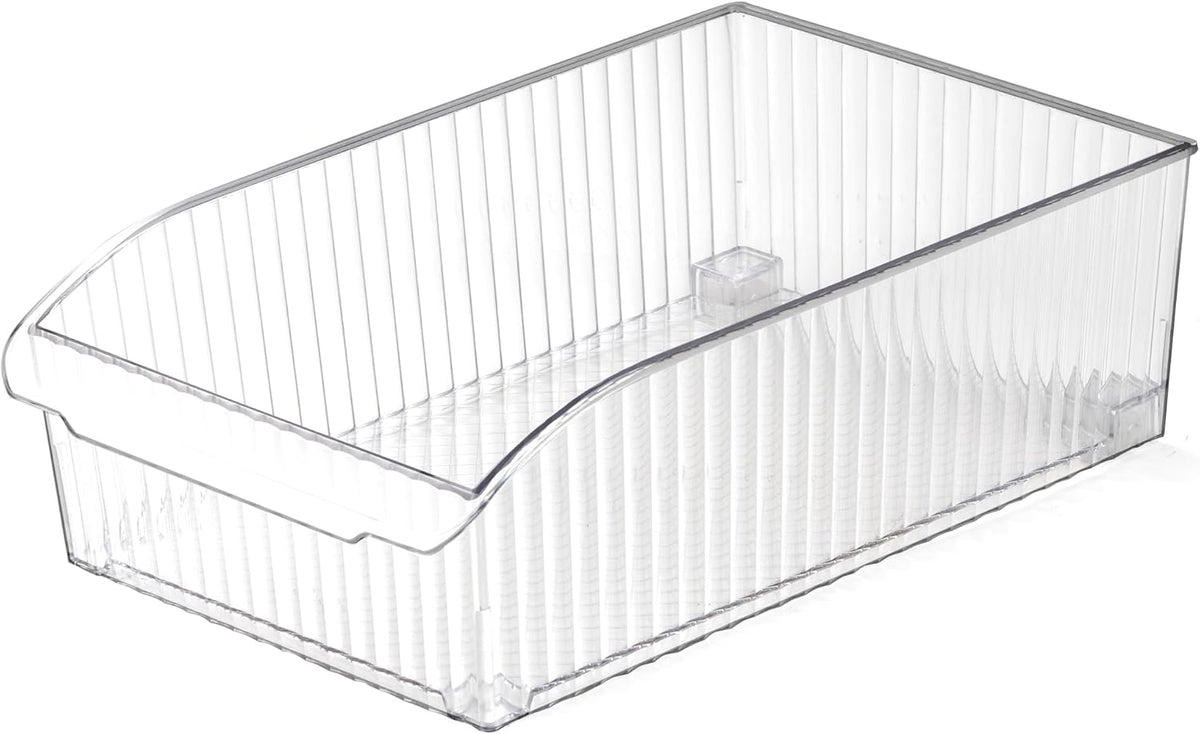 BINO | Plastic Storage Bins with Wheels, X-Large | THE ROLLER COLLECTION | Clear Storage Bins for Organization | Clear Containers for Pantry Fridge & Freezer Organizer Bin Cabinet & Pantry Organizers