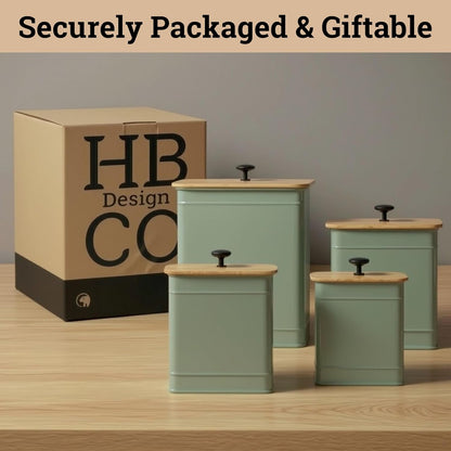 Kitchen Canisters for Countertop Set of 4 with Customizable Chalkboard Labels & Marker Pen - Big Iron Kitchen Canisters with Airtight Lids - Black Canister Set - Flour and Sugar Containers Farmhouse