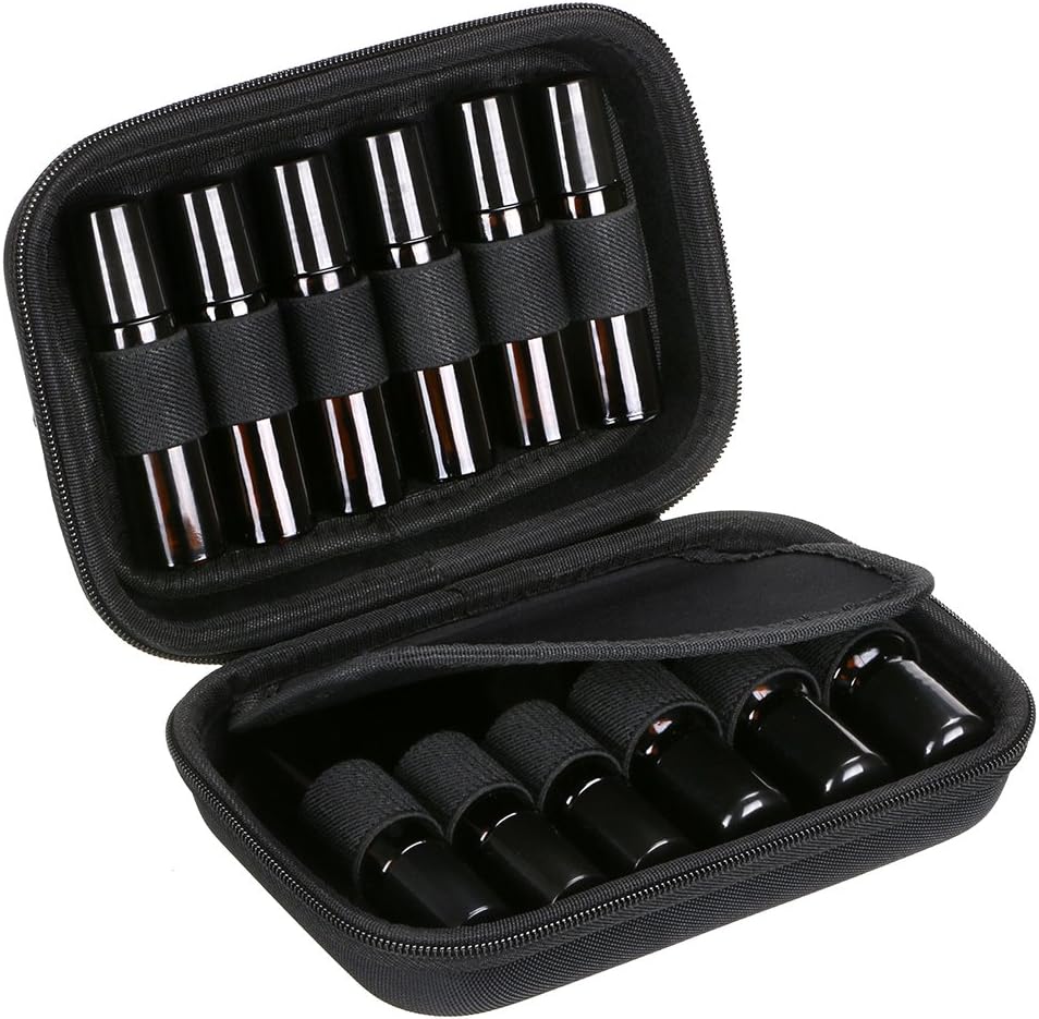 Hipiwe Hard Shell Essential Oil Carrying Case Holds 12 Bottles (Can hold 5ml, 10ml, &10ml Rollers) Travel Size Essential Oils Bag Organizer Perfect for Essential Oils Bottle (Purple)