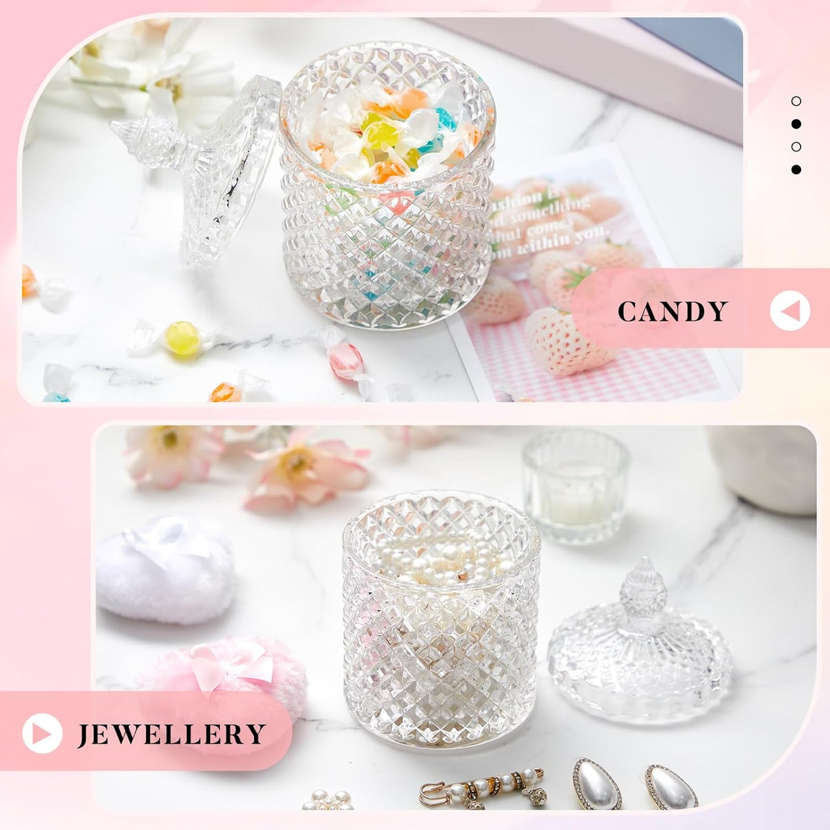 Tioncy 3 Pcs Large Body Powder Puff and Container Valentine's Day gift Powder Container with Puff Crystal Case Soft Washable Reusable Velour Face Body Glitter Wet Dry Makeup (Classic,Clear)