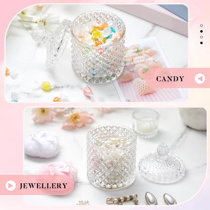 Tioncy 3 Pcs Large Body Powder Puff and Container Valentine's Day gift Powder Container with Puff Crystal Case Soft Washable Reusable Velour Face Body Glitter Wet Dry Makeup (Classic,Clear)