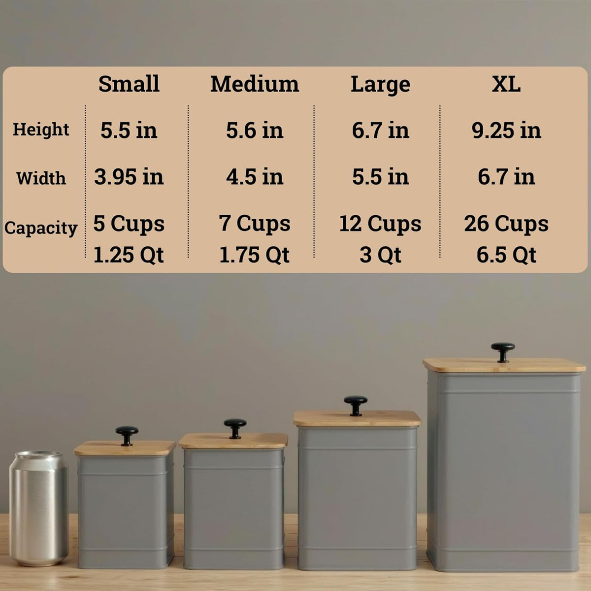 Kitchen Canisters for Countertop Set of 4 with Customizable Chalkboard Labels & Marker Pen - Big Iron Kitchen Canisters with Airtight Lids - Black Canister Set - Flour and Sugar Containers Farmhouse