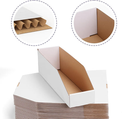EXYGLO Cardboard Boxes, Pack of 35 Corrugated Storage Bins 12x6x4.5 inch Pantry Organizer Bins for Shelves Garage Office Organization