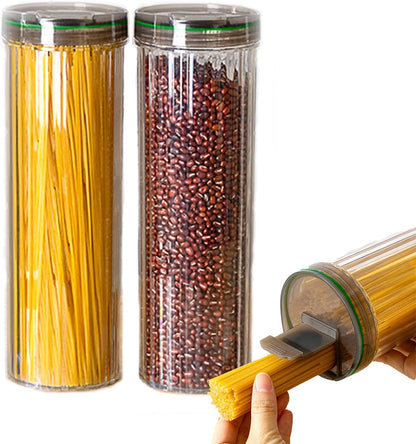 Clear Plastic Pasta Storage Container with Lid, Airtight Spaghetti Food Storage Box Noodle Canister Suit for Flour, Sugar, Black, Pasta, Noodle, Cereal