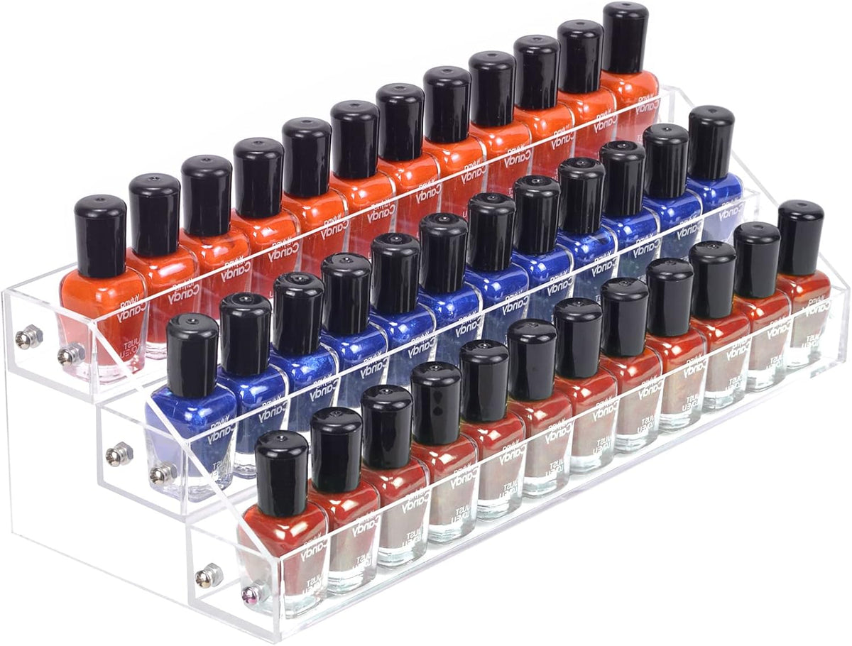 BTremary Clear Nail Polish Paint Organizer Holder Rack Shelf 6 Tier Acrylic Tattoo Ink Essential Oil Display Stand Holds Up to 48-96 Bottles for Table (Fit 1-2oz Bottles)