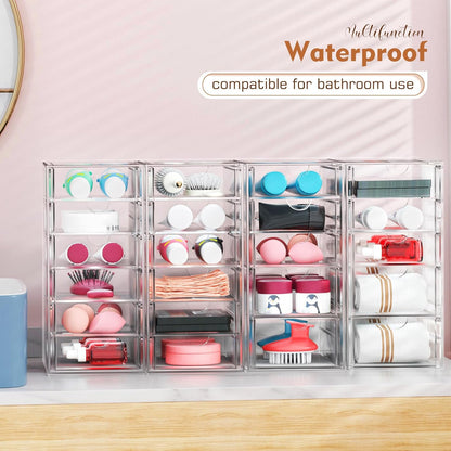 Acrylic Makeup Organizer with 13 Drawers, Bathroom Counter Organizer, Acrylic Organizers, Desk Organizer, Office Supplies, Storage Drawers for Cosmetic, Pencil, Coffee, etc 3 Pack