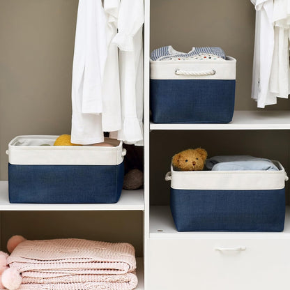 Fabric Storage Bins 12x8x5 inch [6-Pack] with Rope Handles - Decorative Baskets for Organizing