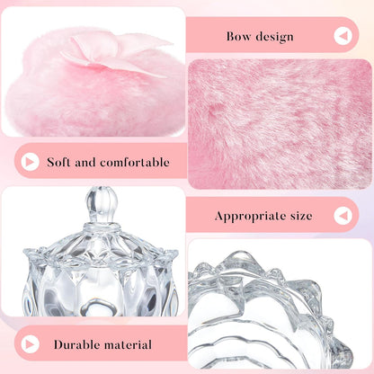 Tioncy 3 Pcs Large Body Powder Puff and Container Valentine's Day gift Powder Container with Puff Crystal Case Soft Washable Reusable Velour Face Body Glitter Wet Dry Makeup (Classic,Clear)