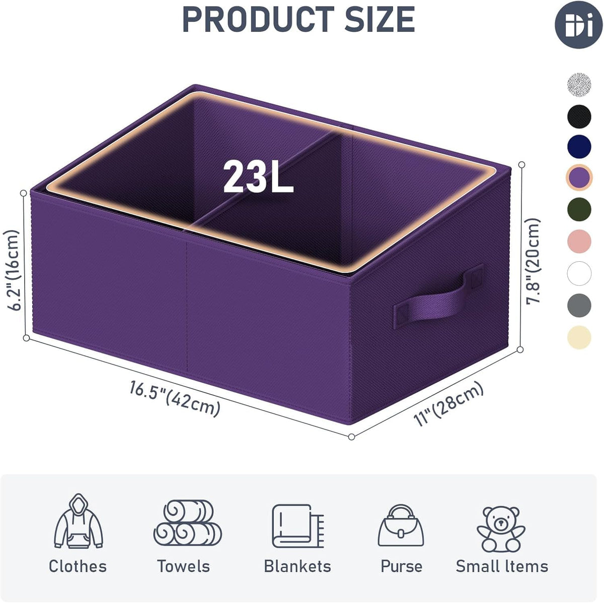 DIMJ Closet Storage Bins - Fabric Storage Baskets for Shelves, Collapsible Closet Organizers and Storage with Handles, Trapezoid Shelf Organization Storage Cubes for Purse, Toys, Books, Towel, Socks
