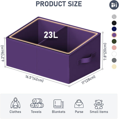 DIMJ Closet Storage Bins - Fabric Storage Baskets for Shelves, Collapsible Closet Organizers and Storage with Handles, Trapezoid Shelf Organization Storage Cubes for Purse, Toys, Books, Towel, Socks