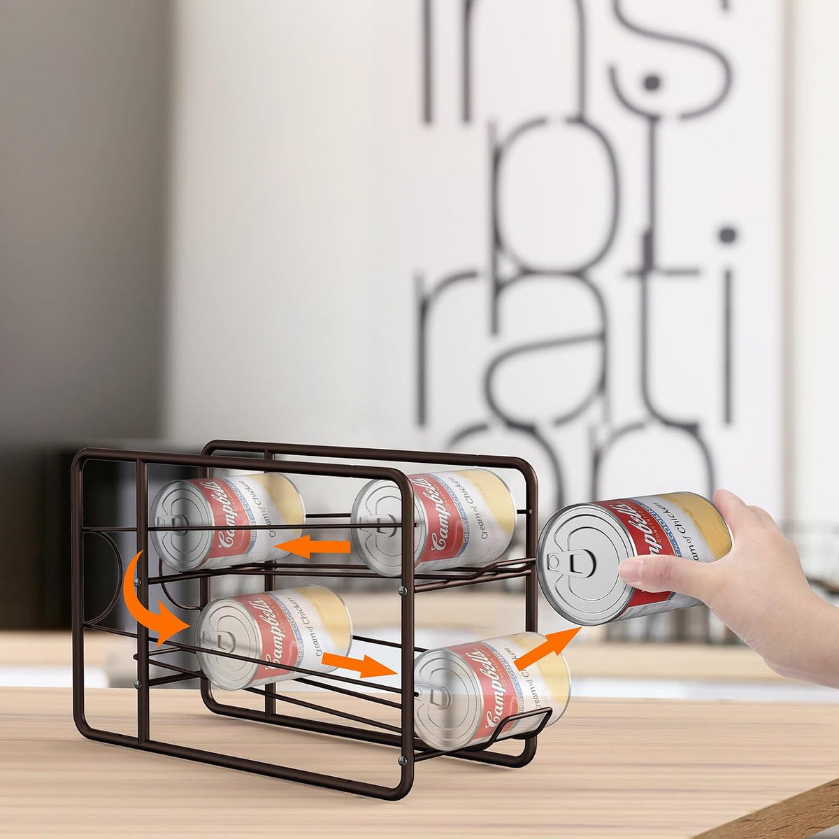 MOOACE Can Organizer for for Pantry, Stackable Soda Can Dispenser Canned Food Storage, Kitchen Cabinet Fridge Beverage Cans Holder, 4 Pack, Black