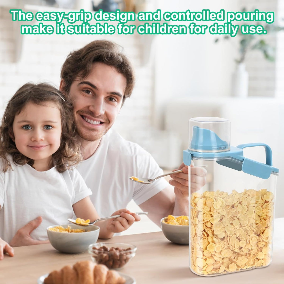TBMax Rice Container Cereal Storage Container 2 Pack 5 Lbs, Kitchen Pantry Dry Food Storage Holder with Easy-Pouring Spout & Handy Cup, Small Pet Dog Cat Food Dispenser for Daily Feeding -Grey