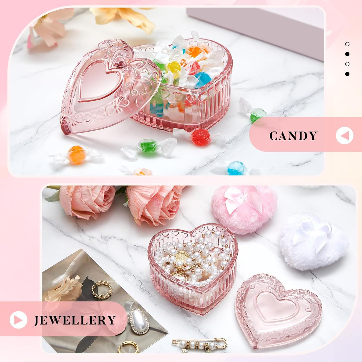 Tioncy 3 Pcs Large Body Powder Puff and Container Valentine's Day gift Powder Container with Puff Crystal Case Soft Washable Reusable Velour Face Body Glitter Wet Dry Makeup (Classic,Clear)