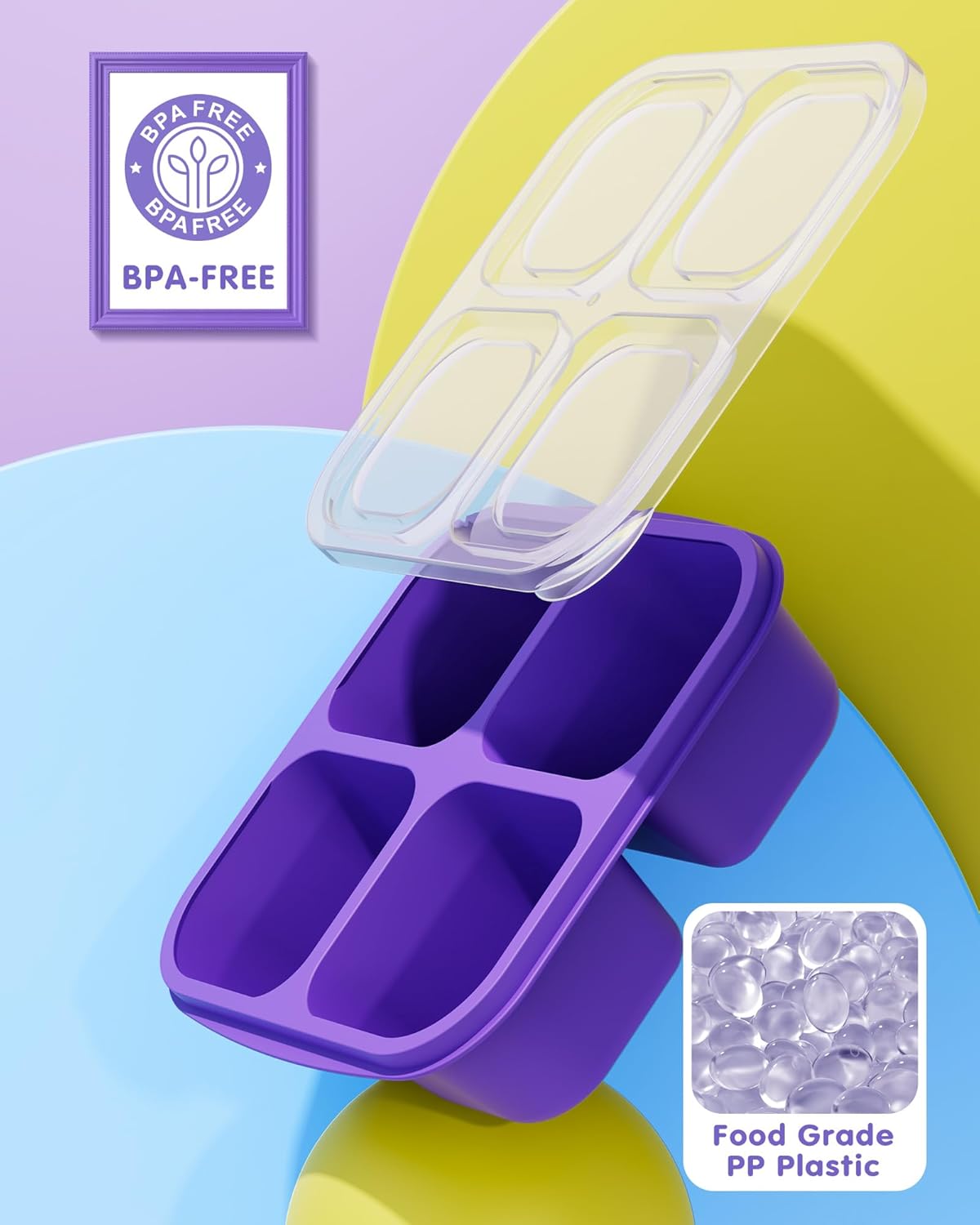 Canfanni 5 Pack Bento Snack Containers, 4 Compartment BPA-free Plastic Food Storage Containers, Divided Lunchable Container, Bento Lunch Box for Work and Travel
