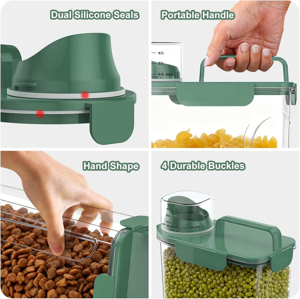 Uppetly Dog Cat Food Storage Container, 5-7Lbs Pet Food Containers, Airtight Cat Food Container with Portable Handle & Measuring Cup, Small Animal Dry Food Dispenser for Dogs, Cats and Birds