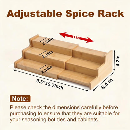 JinDoWin Spice Rack Organizer For Cabinet, Spice Organization For Cabinet, Spice Rack For Countertop,15.7 Inch Adjustable Seasoning Organizer Spice Organizer (Medium)