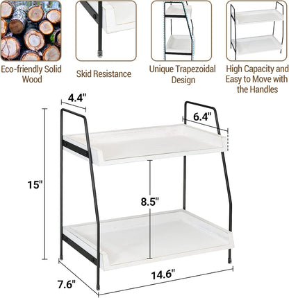 Coffee Bar Accessories and Organizer Countertop, Coffee Station Organizer Kitchen Counter Shelf Organizer,Coffee Condiment Storage,Cup Lid Holder Countertop Shelf for Bathroom (White)