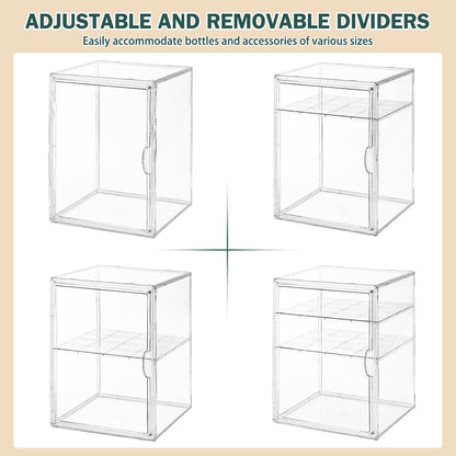 Baby Bottle Organizer, 3-Tier Bottle Storage for Countertop with Double Magnetic Doors, Clear Plastic Bottle Station Organizer Mom Gifts with 2 Dividers for Kitchen, Bathroom, Cabinet, Vanity