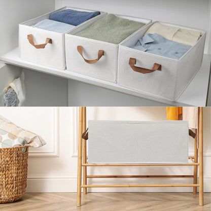 Fordonral Pack of 3 Large Capacity Storage Bins Closet Organizer System, Sturdy Foldable Storage Boxes for Organizing Clothing, Sheets, Toys, Books - Shelf Organizer Shelves Basket Storage Bin