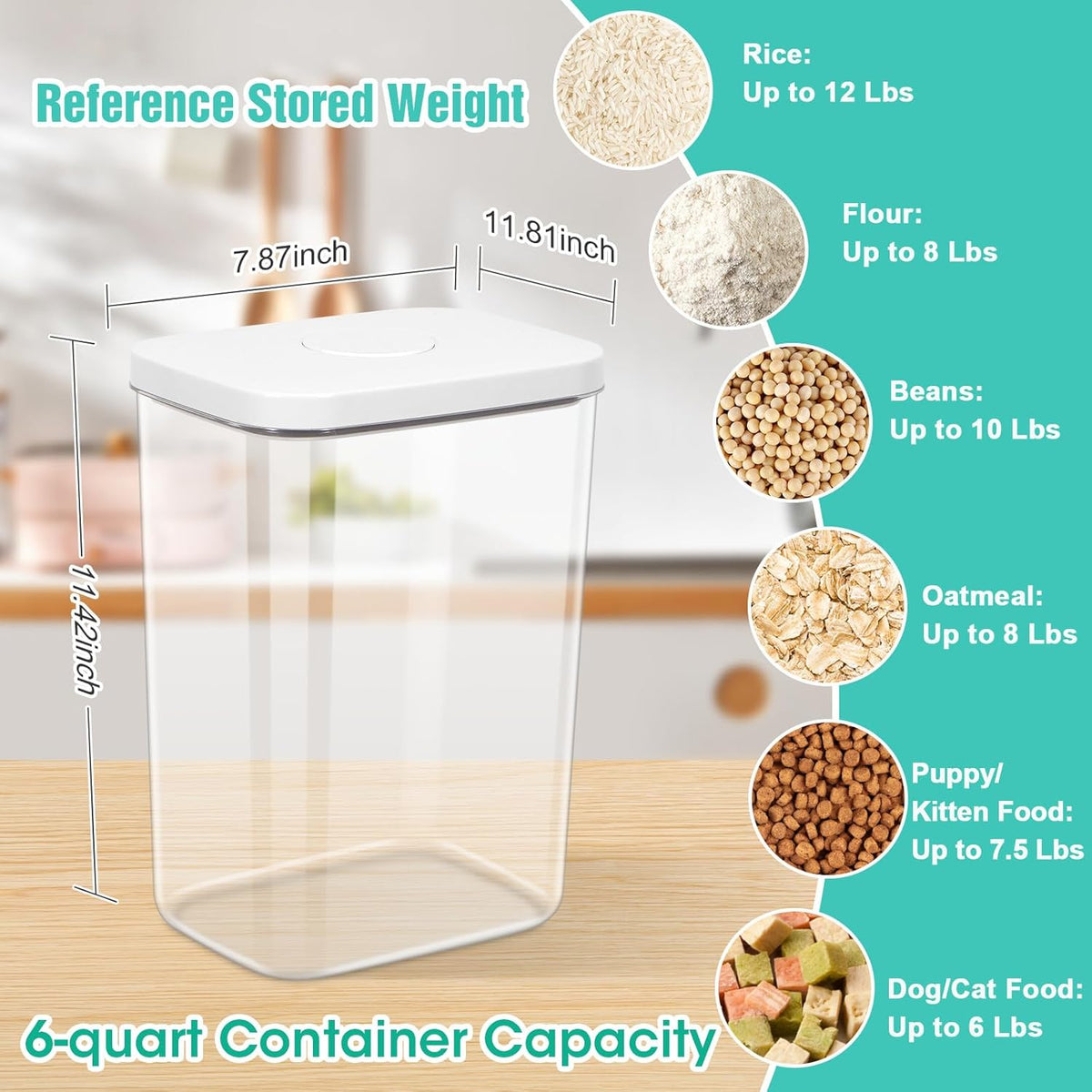 TBMax Rice Flour Storage Container with Automatic Flip-up Lid 25 Lbs | 12.68 Qt, Tall and Narrow Food Storage Flour Bin for Kitchen Pantry Organization, Pet Dog Cat Food Storage Container