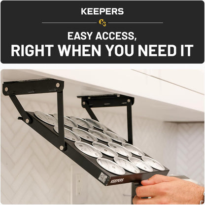 COFFEEKEEPERS KEEPERS Under Cabinet K Cup Holder with Swing-Down Access – Space-Saving Coffee Pod Holder and K Cup Organizer for 24 Pods – Steel Coffee Pod Organizer with Easy DIY Installation