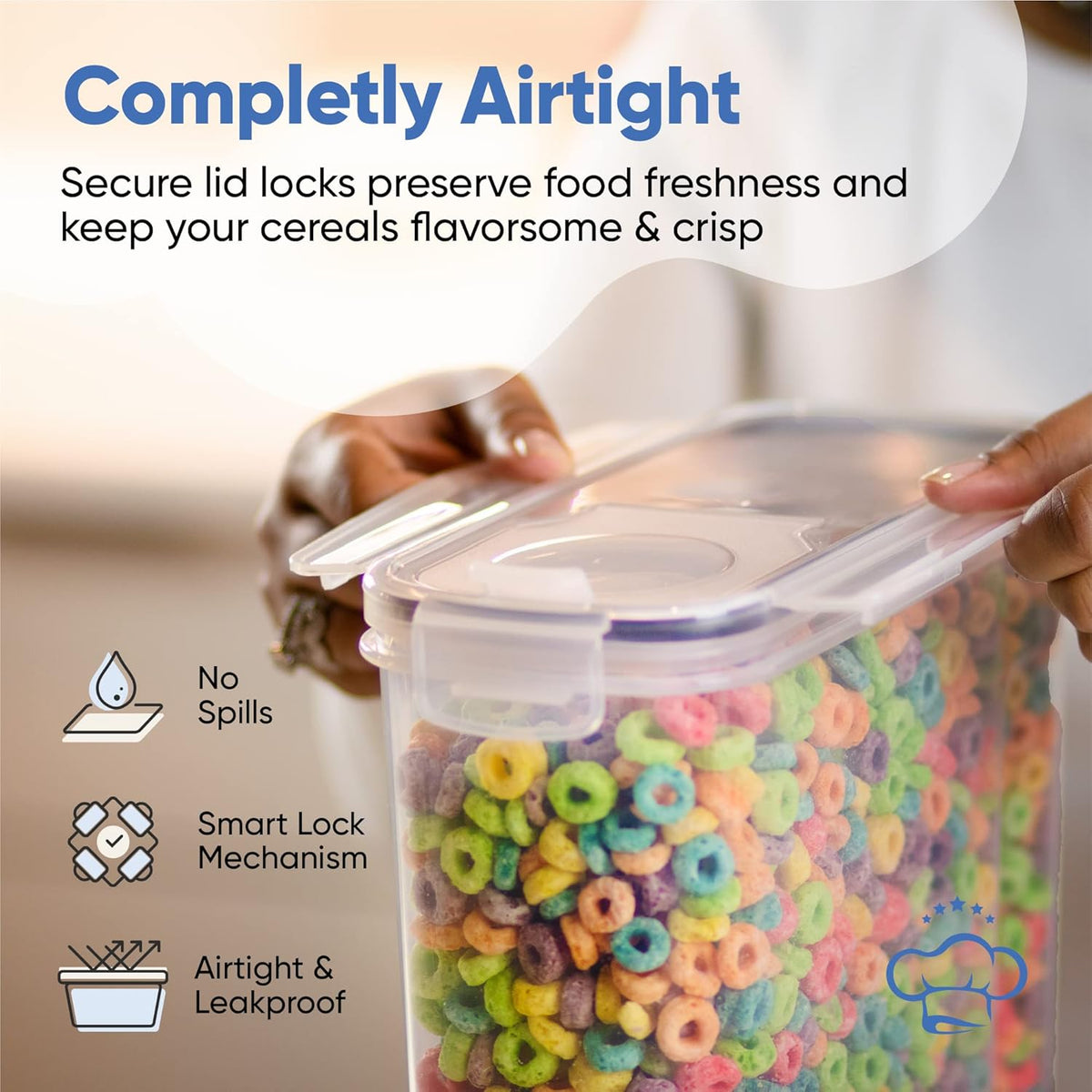 Set of Storage Box - Lunch Box, 8 Labels, Set of Spoons and Marker, Flour Box - BPA-Free Plastic Box (4 L) - Chef's Path (4)