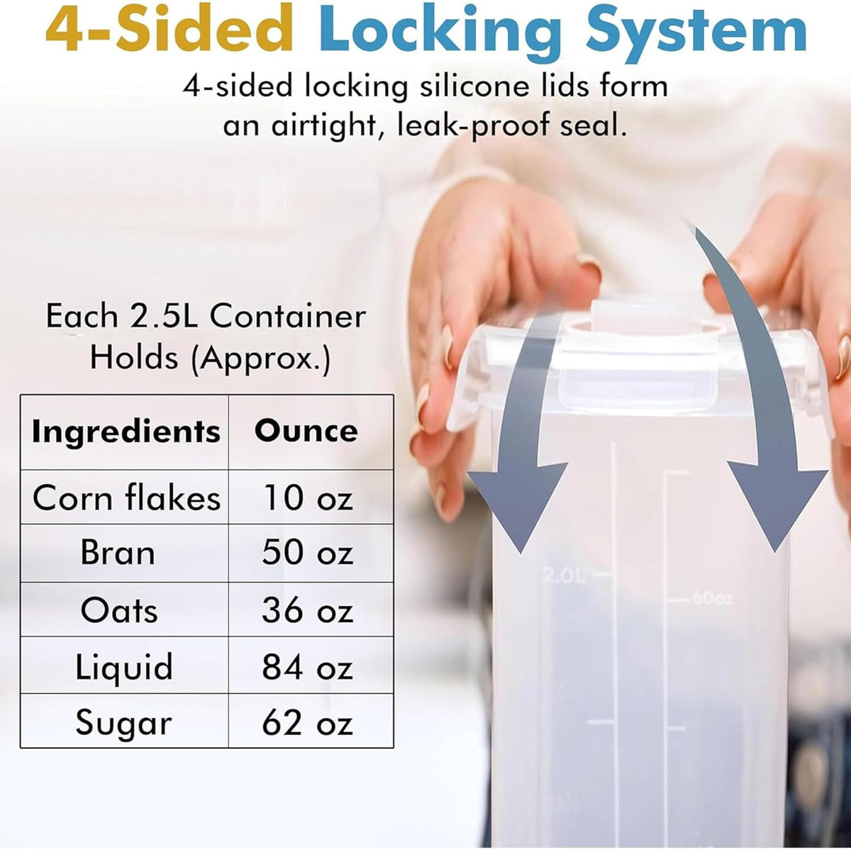 Shazo 2 Pack (15.4 Oz Cereal Capacity) Small Airtight Cereal Containers Storage with Lids, Perfect Space Saving BPA-Free Plastic Container, Pantry Organization and Canister for Rice, Sugar & Flour